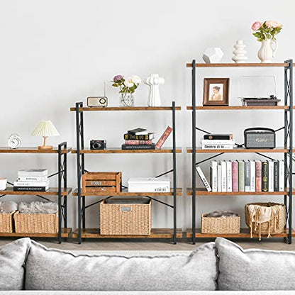 Bookshelf, 5-Tier Industrial Bookcase, Rustic Open Book Shelf, view 7
