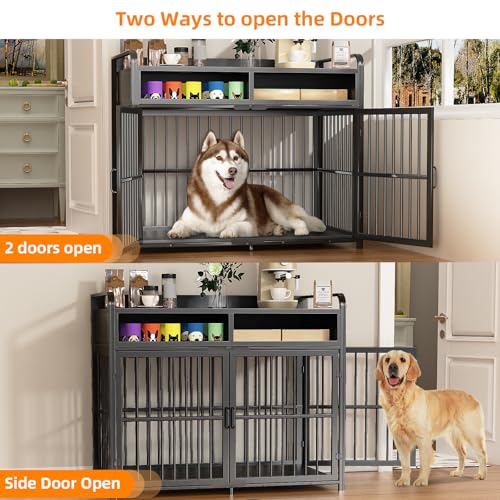 Large Dog Crate Furniture with Drawers Storage, view 7