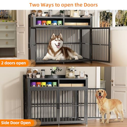 Large Dog Crate Furniture with Drawers Storage, view 7