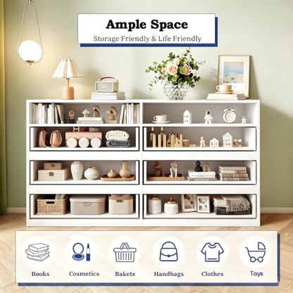 Premium 6 Drawers 2 Shelves 47"L White Dresser for Bedroom with RGB Lights, view 4