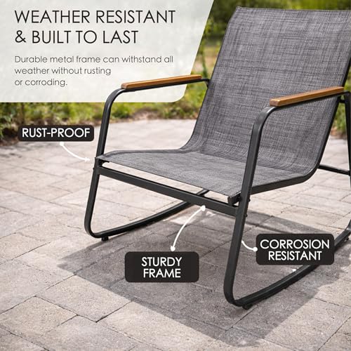 4-Piece Outdoor Patio Furniture Set with Textilene Chairs, Metal Conversation Set, Tempered Glass Coffee Table, Powder-Coated Steel Frame for Garden, Poolside, Backyard Gray