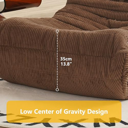 Fireside Chair, Mid Century Armless Floor Sofa, Soft Premium Corduroy Floor Lounge Chair, Foam Sofa Accent Chair for Living Room Bedroom and Office, Lime