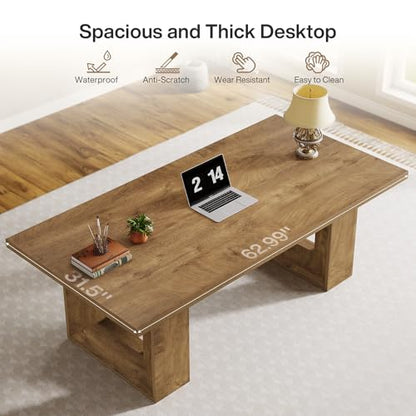 Tribesigns Home Office Desk, 62.99" Large Farmhouse Executive Desk, Computer Table for Office, Conference Room, Study Room (Walnut)