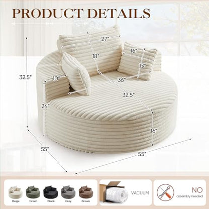 Oversized Round Chaise Longue Chair Indoor, view 3