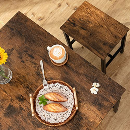 3-Piece Industrial Dining Table Set, Kitchen Table, Space Saving Dinette for Kitchen, Dining Room, Small Space, Breakfast Nook, Living Room, Party, Rustic Brown and Black BF75CZ01G1