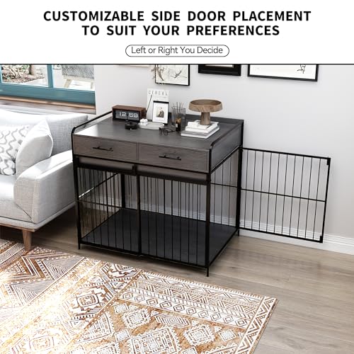Dog Crate Furniture with 2 Drawers, Heavy Duty Dog Crate, view 6