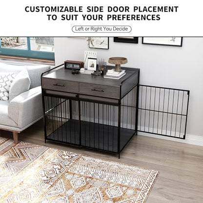 Dog Crate Furniture with 2 Drawers, Heavy Duty Dog Crate, view 6