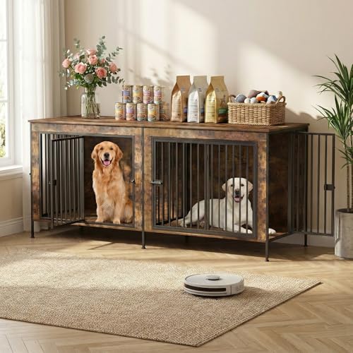 Dog Crate Furniture 78" Heavy Duty for 2 Large Dog, view 2