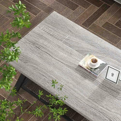 Industrial Coffee Tables for Living Room with Storage, Rustic Wood and Metal Coffee Table, Modern Rectangle Center Cocktail Tea Table, Light Grey, 47 Inch
