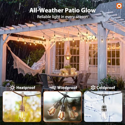 100FT Outdoor String Lights with Remote Dimmable Patio Lights Waterproof, view 6