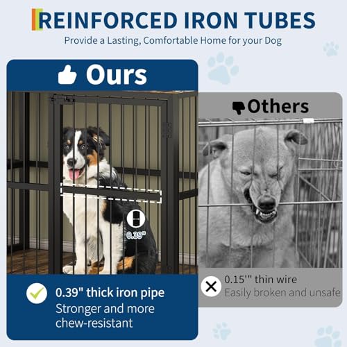 87 in Extra Large Double Dog Crate Furniture with Divider, view 7