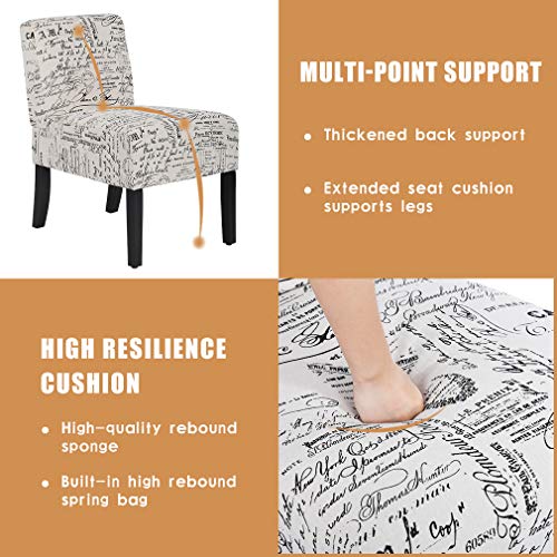 Modern Fabric Living Room Chairs with Solid Wood Legs Home Furniture (1, White)