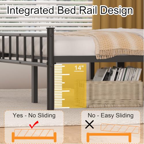 Full Bed Frame with Headboard,Steel Slat Support,Easy Assembly, view 7
