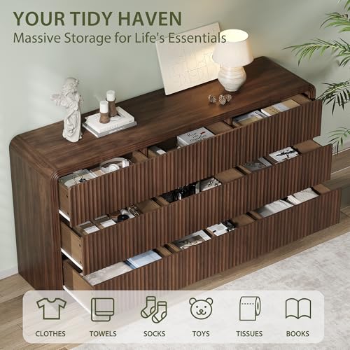 Fluted 9 Drawers Dresser, 63'' Wide Chest of Drawers for Bedroom, view 4
