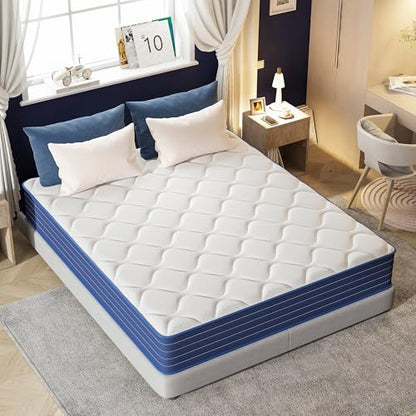 Double Mattress,12 Inch Full Mattrress with 7-Zone Hybrid Double Bed Mattresses,Pocket Sprung with Medium Firm for Body Support & Pressure Relief - 75 * 54in