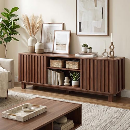 70 Inch Walnut Fluted TV Stand for 80 Inch TVs, view 2