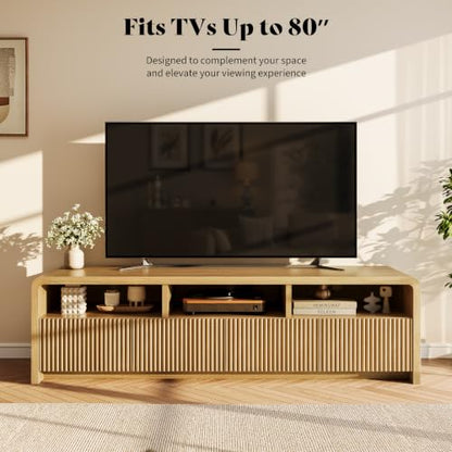 70" Fluted TV Stand with 4 Deep Drawers, view 7