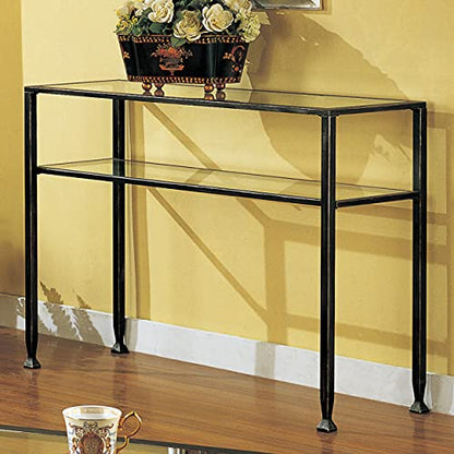 Metal Console Table - Black - Transitional Design, Black Finish - Ideal for Entryway, Living Room (CK8773)