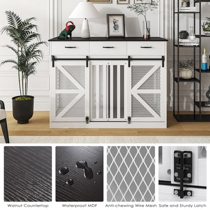 2-in-1 Farmhouse Dog Crate Furniture, view 3