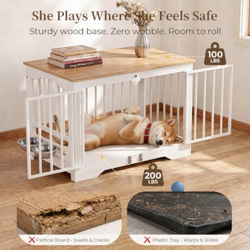 38 in Modern Farmhouse Dog Crate Furniture End Table, view 6