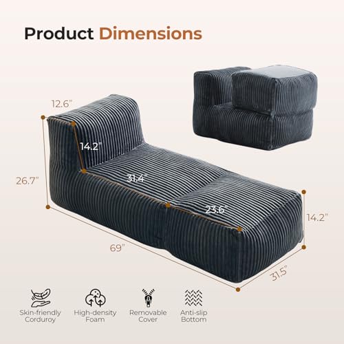 69 Inch Chaise Lounge Chair Indoor, view 3