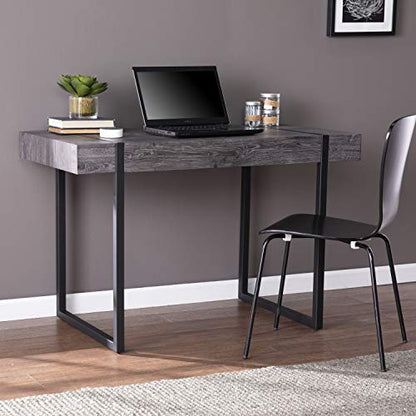Harkriven Small Space Desk - Transitional Design, Black Iron and Wood - Ideal for Home Office, Bedroom (HO1094537)