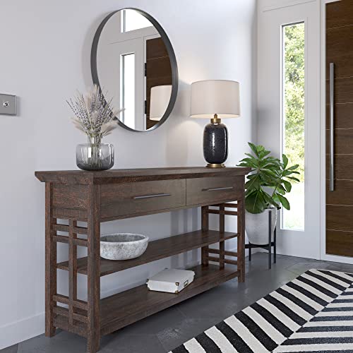 3 Tier Console Table with Two Storage Shelves & Drawers, Wood Accent Sofa Table for Entryway Living Room Hallway - 55 Inch - Norrell (Espresso)
