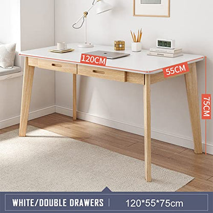 IOTXY Solid Wood Writing Desk - Home Office Workbench Desk with Drawer, 47.24" Width Laptop Computer Work Study Table