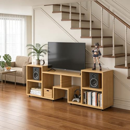 60" Walnut TV Stand for 65" with Shelf,Modern Entertainment Center, view 3