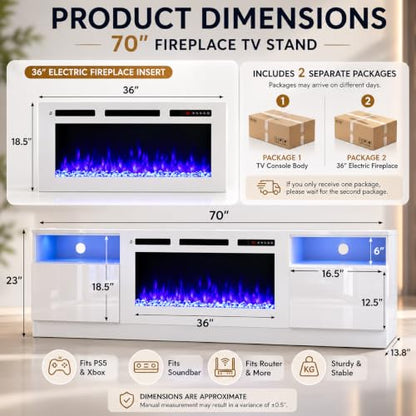 70" Fireplace TV Stand for TVs Up to 80", view 3