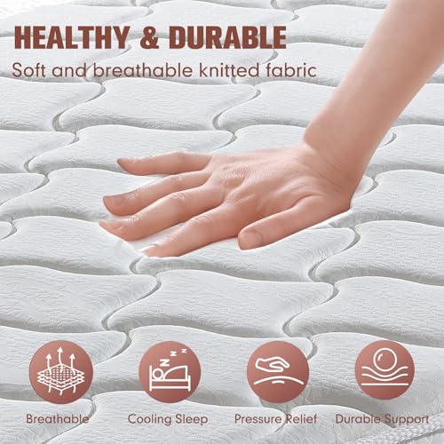 12 Inch Queen Hybird Mattress, Breathable Medium Firm Black Queen Mattress, view 4