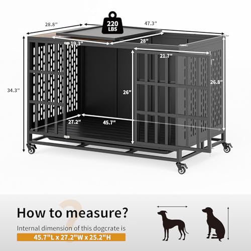 48" Heavy Duty Dog Crate Furniture, Wooden Dog Crates for Large and Medium Dogs, view 3