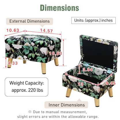 Small Ottoman with Storage Foot Rest Foot Stool Beige | Padded Seat Pet Step for Dog Under Desk Stool for Living Room Bedroom Office Entryway