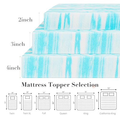 3 Inch Queen Cooling Gel Infused Memory Foam Mattress Topper Bed Pad, view 3