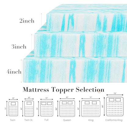3 Inch Queen Cooling Gel Infused Memory Foam Mattress Topper Bed Pad, view 3