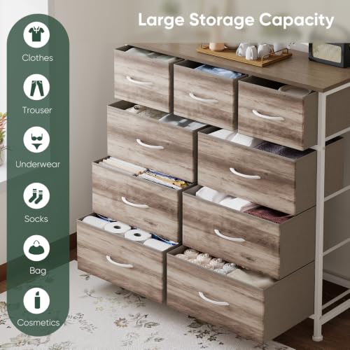 Fabric Dresser for Bedroom with 9 Drawers, Storage Tower, view 4