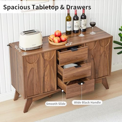 Buffet Cabinet with Storage, 47.2" Storage Cabinet with 3 Drawers, view 7
