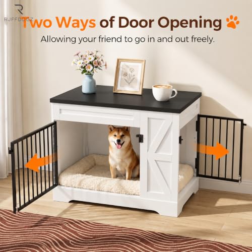 Small Dog Crate Furniture End Table, Indoor Dog Kennel, Double Door Design, view 4