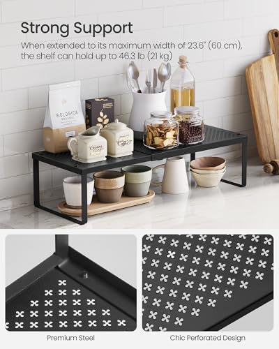 Spice Rack, Expandable Kitchen Countertop Shelf, Steel, Set of 1, view 6