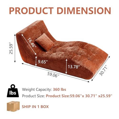 Chaise Lounge Chair with Curved Back, Modern Upholstered Recliner Sofa, view 3