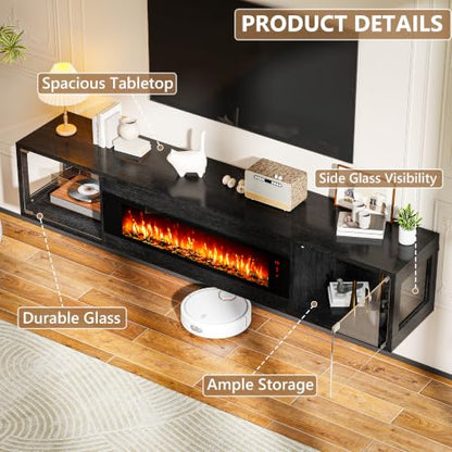 70 Inch Floating Fireplace TV Stand, TV Stand with 36" Fireplace, view 7