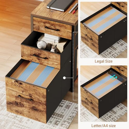 L Shaped Desk with Storage Shelves, 64.5" Reversible U Shaped Office Desk with 3 Fabric Drawers, Gaming Desk with Power Outlet & LED Strip for Home Office, Rustic Brown