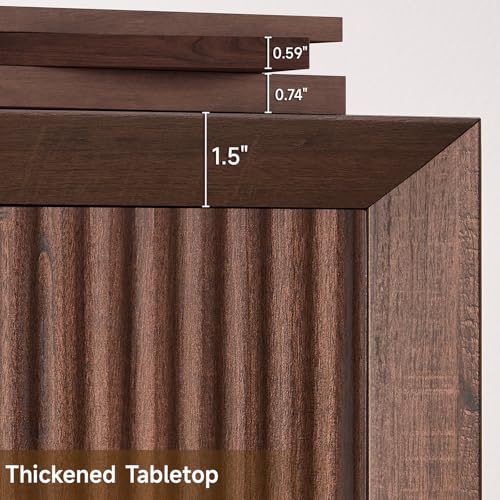 Modern Fluted Sideboard Buffet Cabinet with Storage, Dark Walnut, view 6