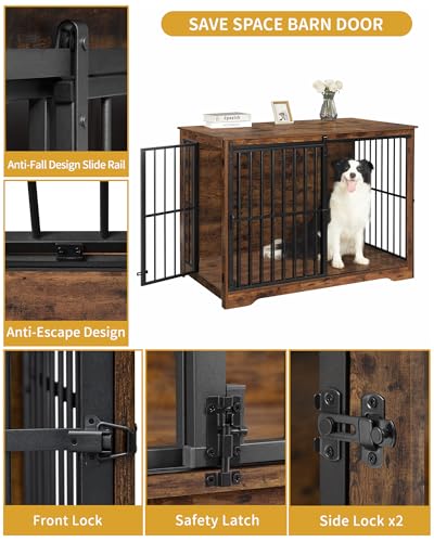 46.9 in XXL Dog Crate Furniture Indoor Dog Kennel with Barn Door, view 6