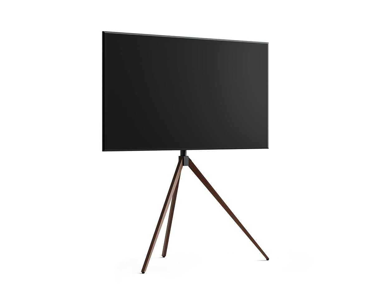 Corner TV Stand for 43-65 Inch TVs, Height Adjustable Metal Tripod Easel TV Stand Modern TV Floor Mount with Concealed Storage for Bedroom Living Room, Picasso Series