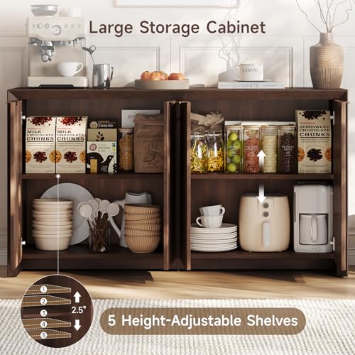 Modern Fluted Sideboard Buffet Cabinet with Storage, Dark Walnut, view 7