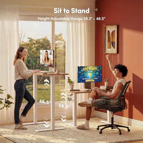 Standing Desk 48 × 24 Inch Electric Height Adjustable, Maple, view 6