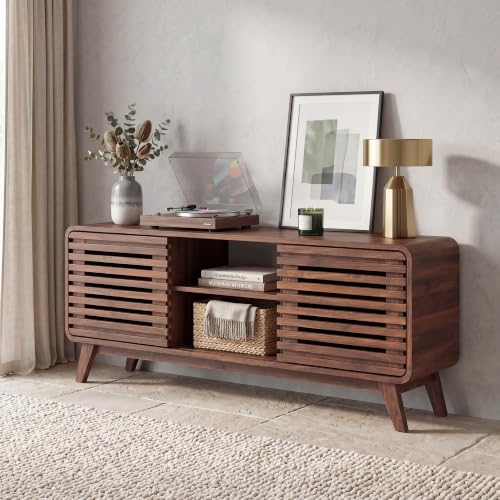 Mid Century Modern TV Stand for 65 inch TV with Grille Doors, view 8