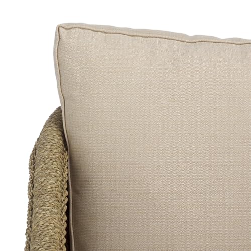 SAFAVIEH Couture Collection - Aikan Woven Seagrass Accent Chair, Natural & White, Coastal Modern Design, Fully Assembled (CWK2017A)