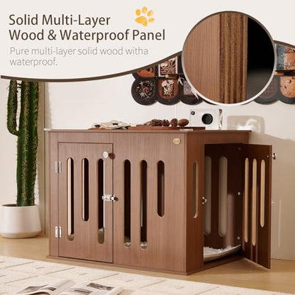 32 Inch Dog Crate Furniture for Medium Small Dogs with 2 Quick-Release Doors, view 4